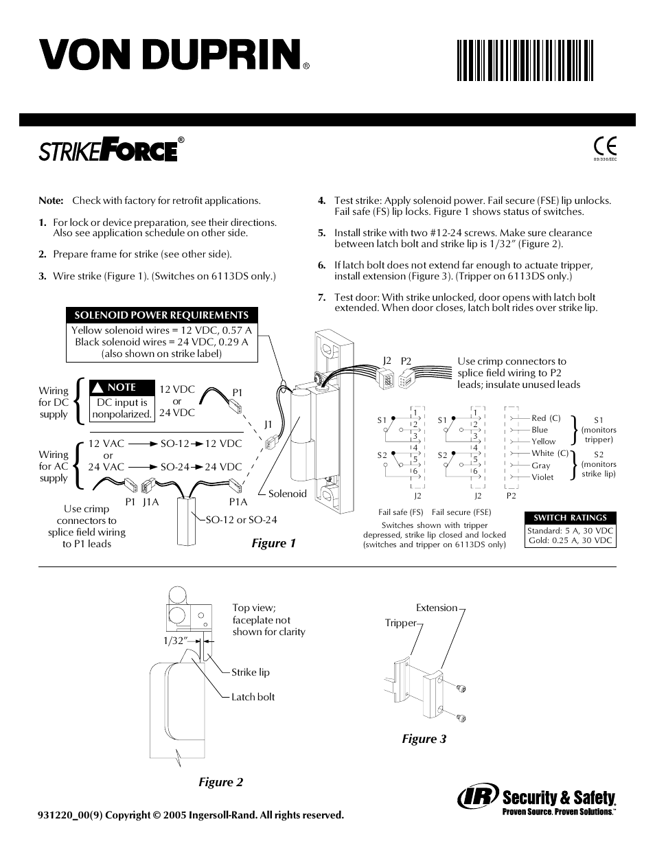 Factory Direct Hardware Von Duprin 6113 User Manual | 2 pages