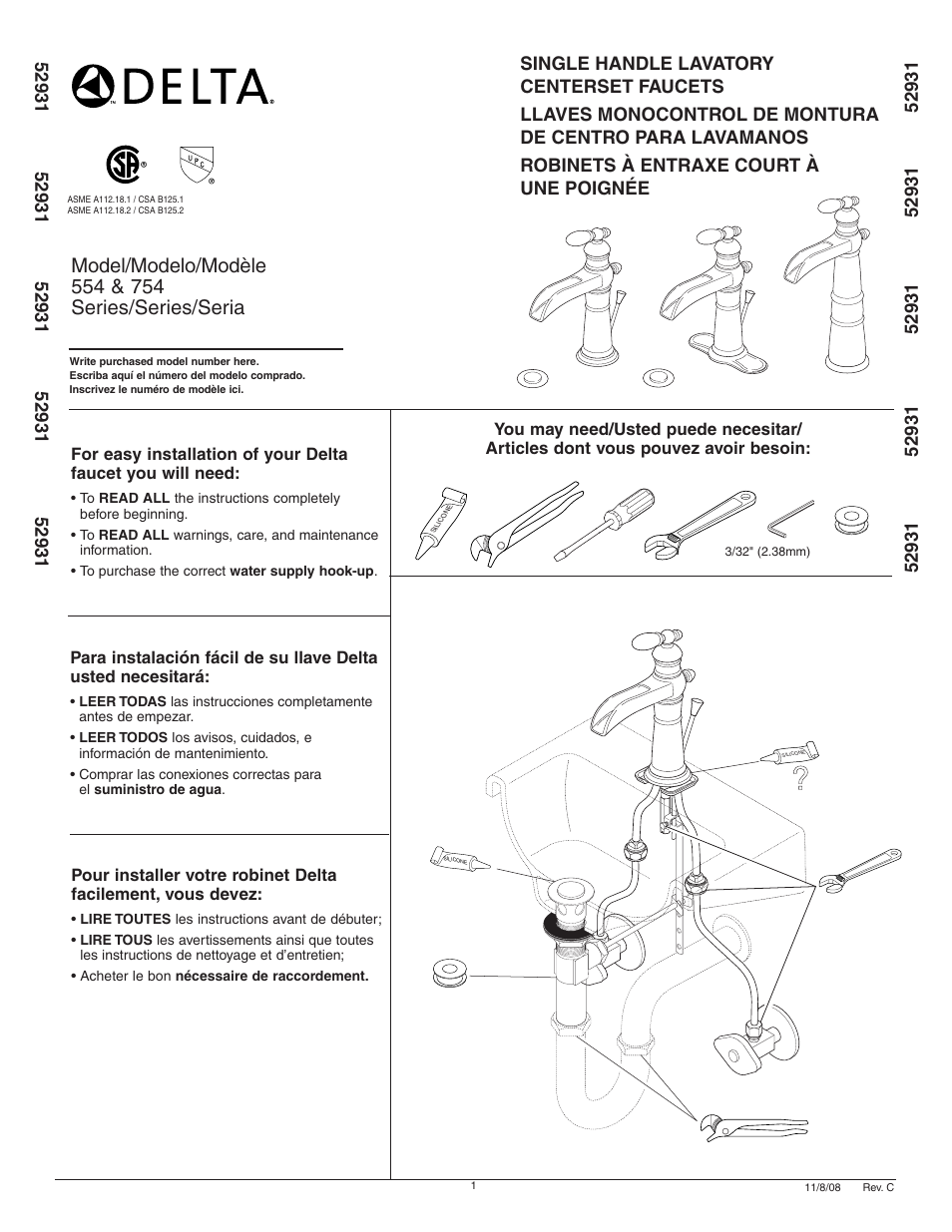Factory Direct Hardware Delta 554LF User Manual | 6 pages