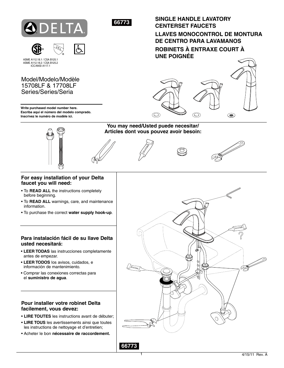 Factory Direct Hardware Delta 591-HGMHDF User Manual | 6 pages