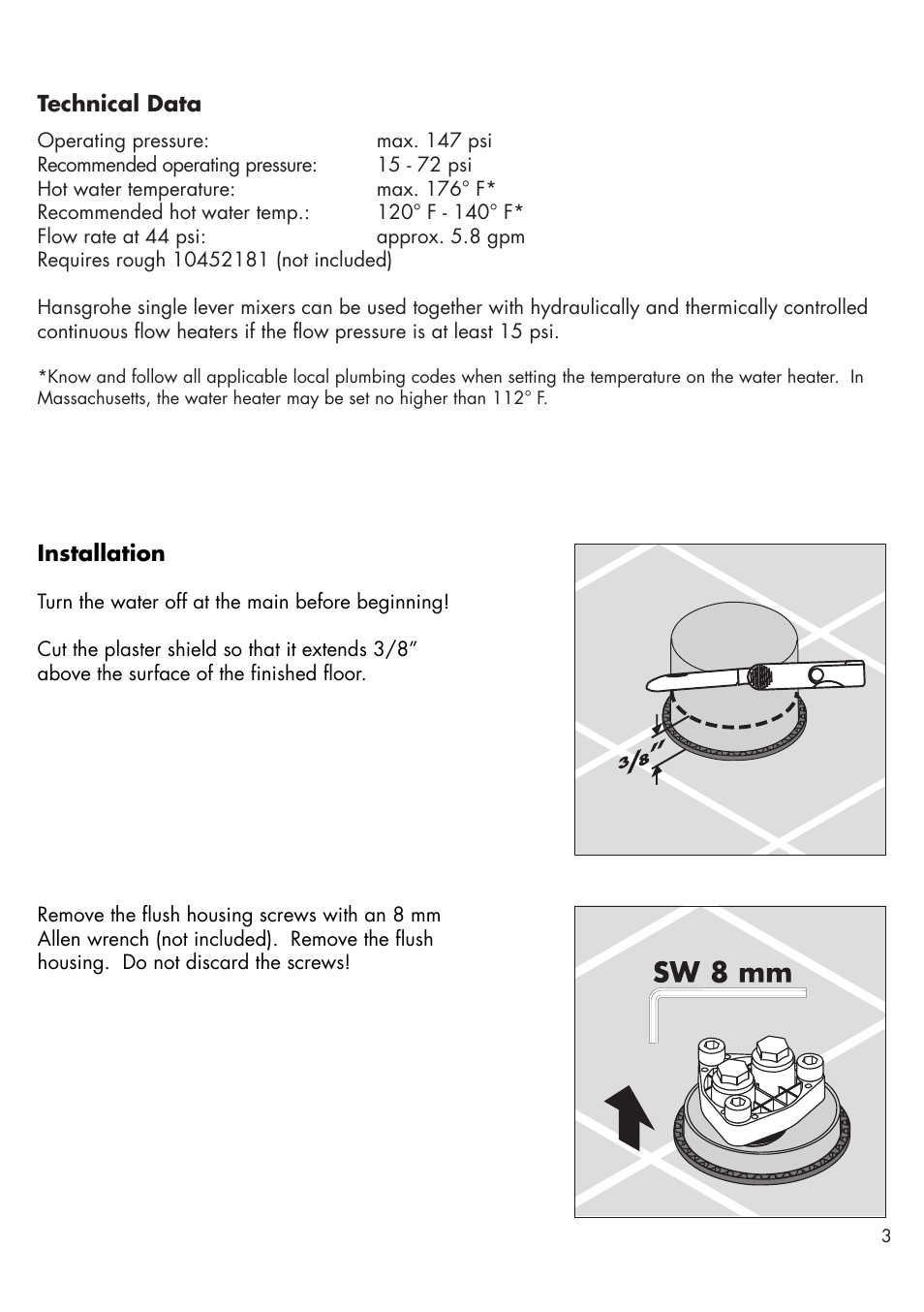 Factory Direct Hardware Hansgrohe 39451 Axor Citterio User Manual | Page 3 / 8