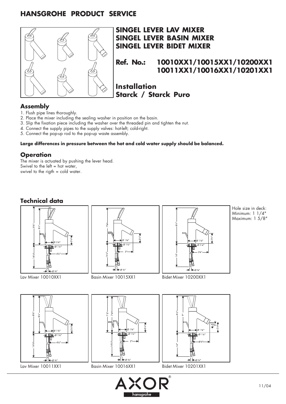 Factory Direct Hardware Hansgrohe 10010 User Manual | 4 pages