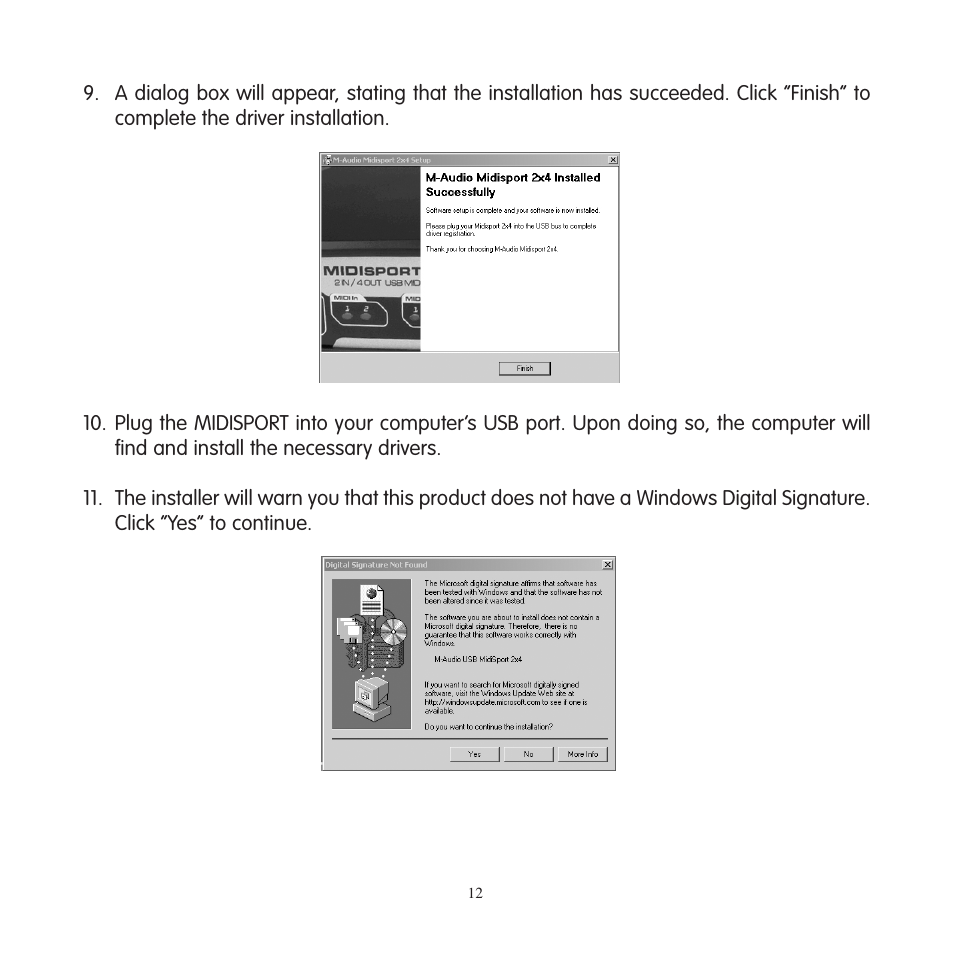 Windows me and windows 98 | M-AUDIO MIDISPORT 2x4 User Manual | Page 13 / 26