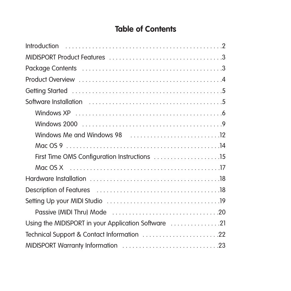 M-AUDIO MIDISPORT 2x4 User Manual | Page 2 / 26