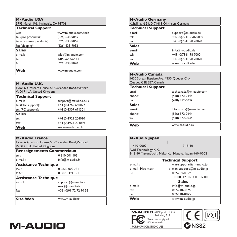 M-AUDIO MIDISPORT 2x4 User Manual | Page 26 / 26