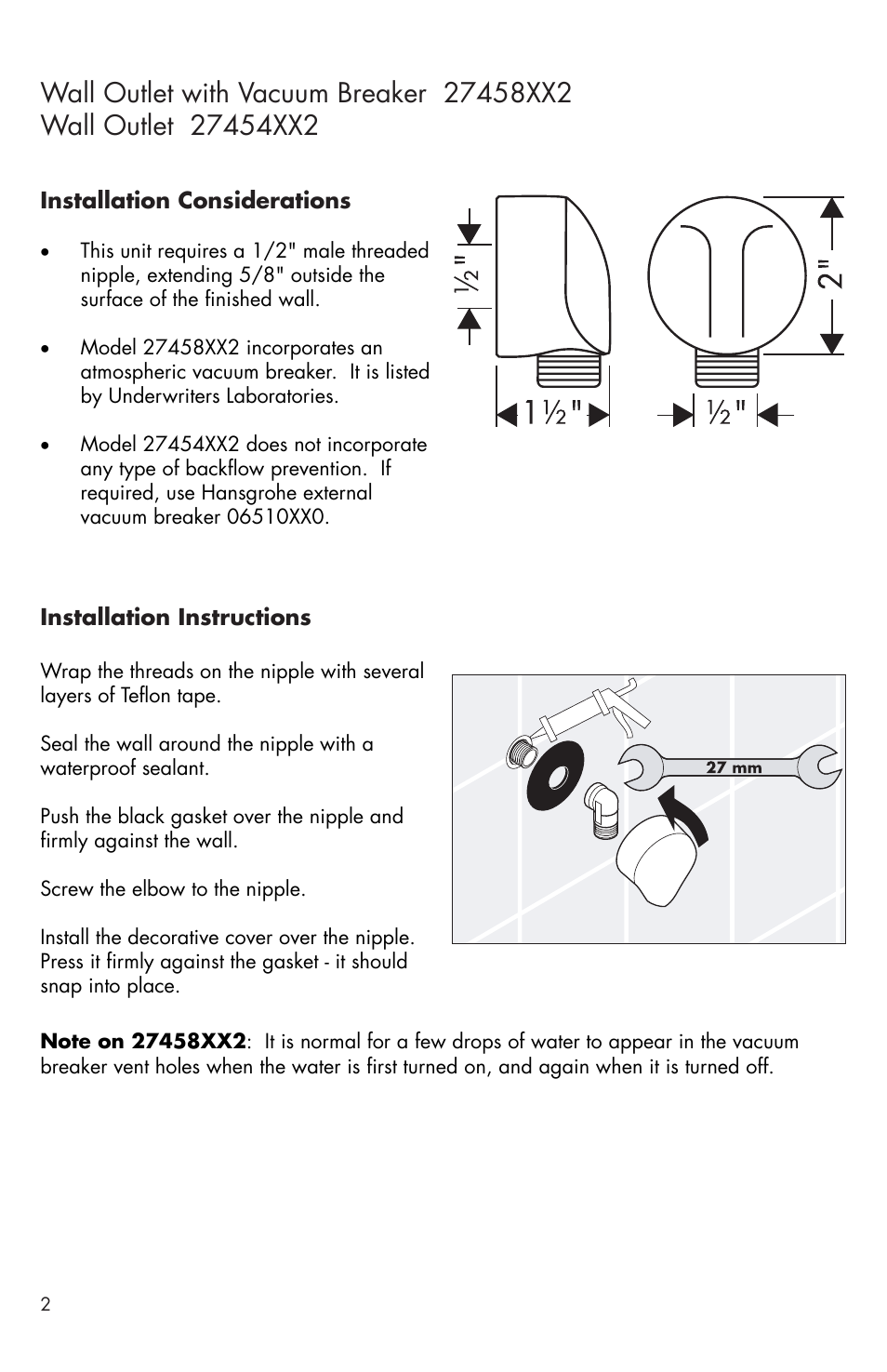Factory Direct Hardware Hansgrohe 27458 ShowerPower User Manual | Page 2 / 4