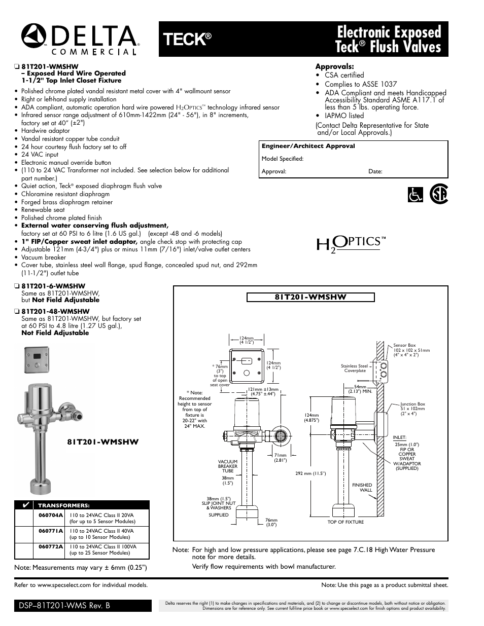 Factory Direct Hardware Delta 81T201-6-WMSHW User Manual | 1 page
