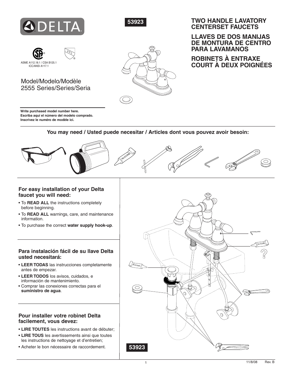 Factory Direct Hardware Delta 255LF-216 User Manual | 6 pages