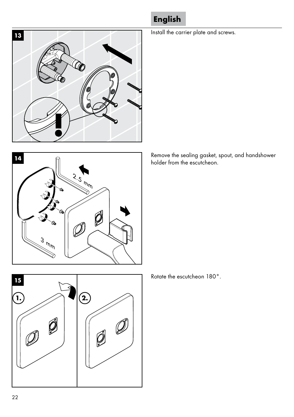 English | Factory Direct Hardware Hansgrohe 11435 Axor Urquiola User Manual | Page 22 / 32
