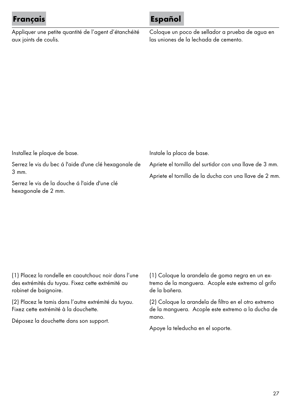 Français español | Factory Direct Hardware Hansgrohe 11435 Axor Urquiola User Manual | Page 27 / 32