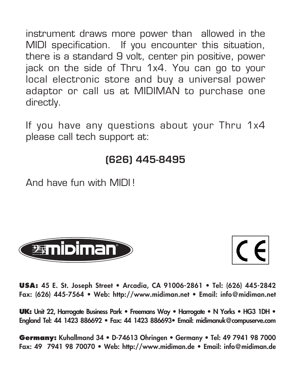 M-AUDIO Thru 1x4 User Manual | Page 4 / 4