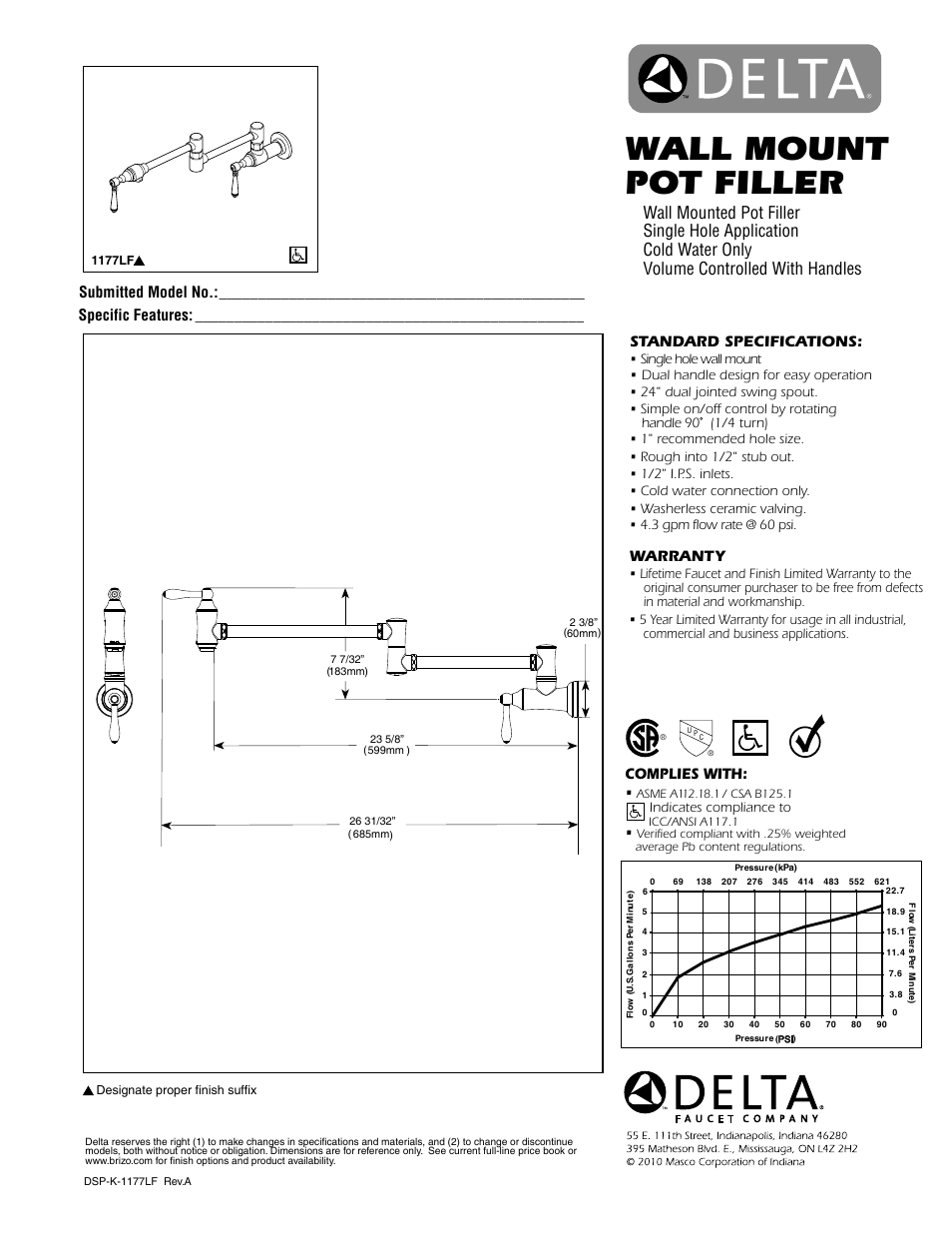 Factory Direct Hardware Delta 1177LF Pot User Manual | 1 page