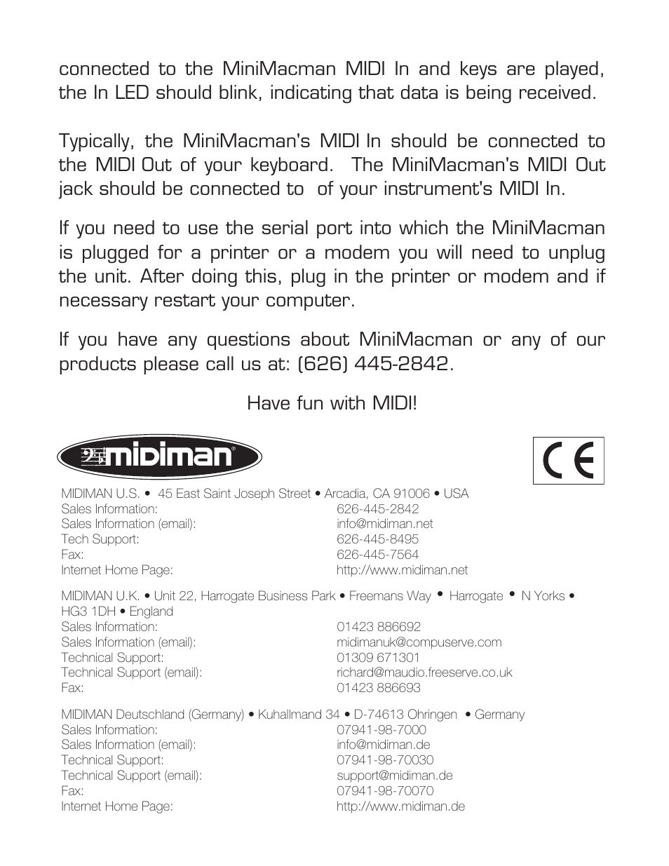 M-AUDIO Mini Macman User Manual | Page 4 / 4