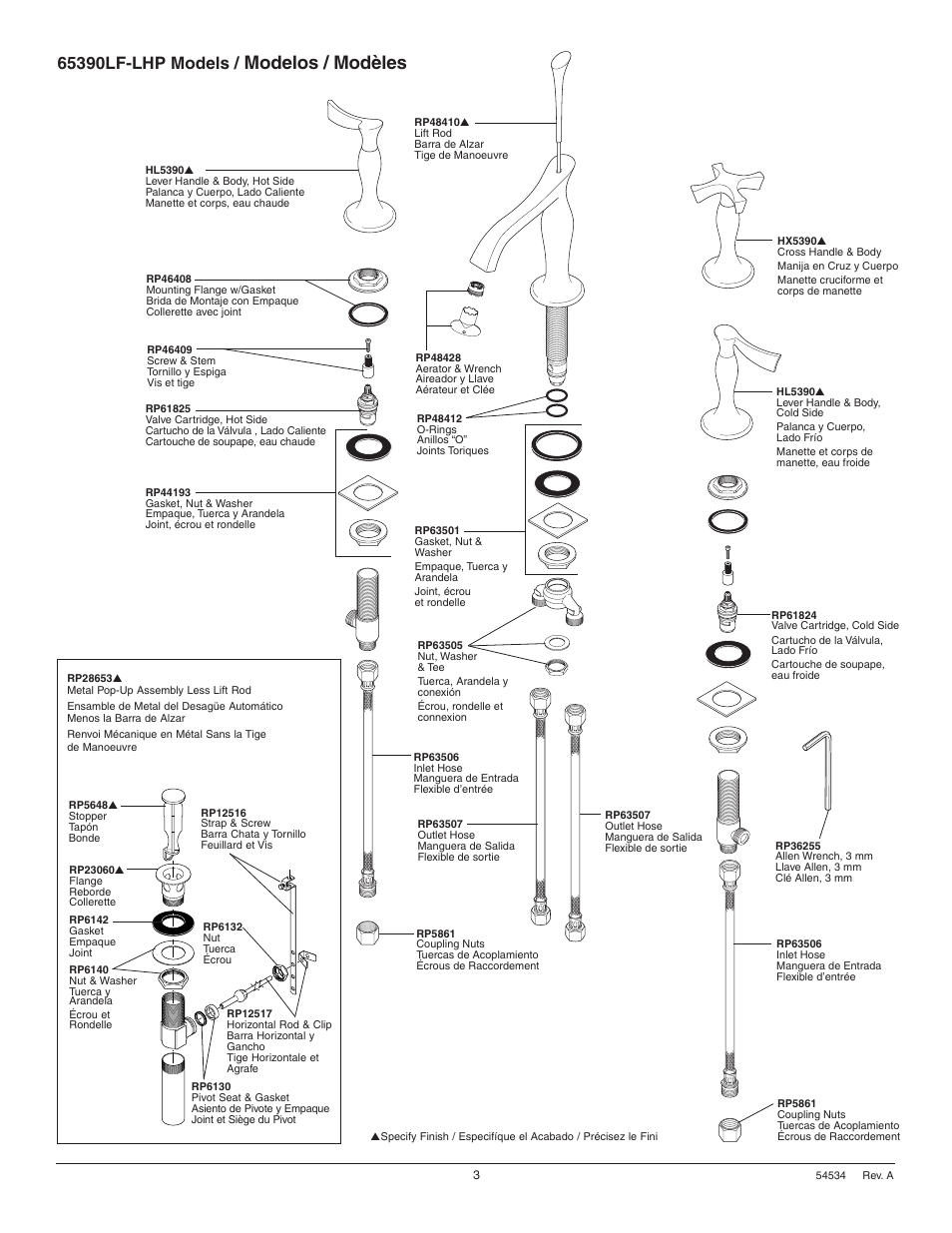 Modelos / modèles | Factory Direct Hardware Brizo 65390LF-LHP RSVP User Manual | Page 3 / 8