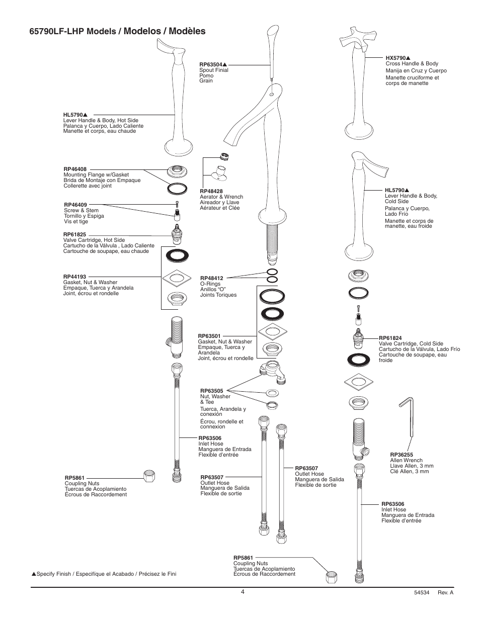 Modelos / modèles | Factory Direct Hardware Brizo 65390LF-LHP RSVP User Manual | Page 4 / 8