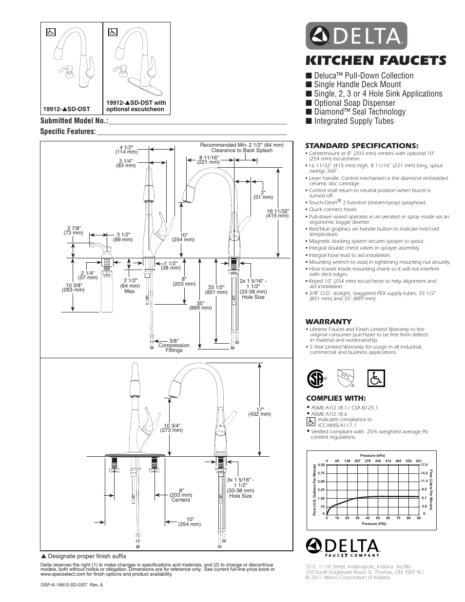 Factory Direct Hardware Delta 19912-SD-DST Deluca User Manual | 1 page