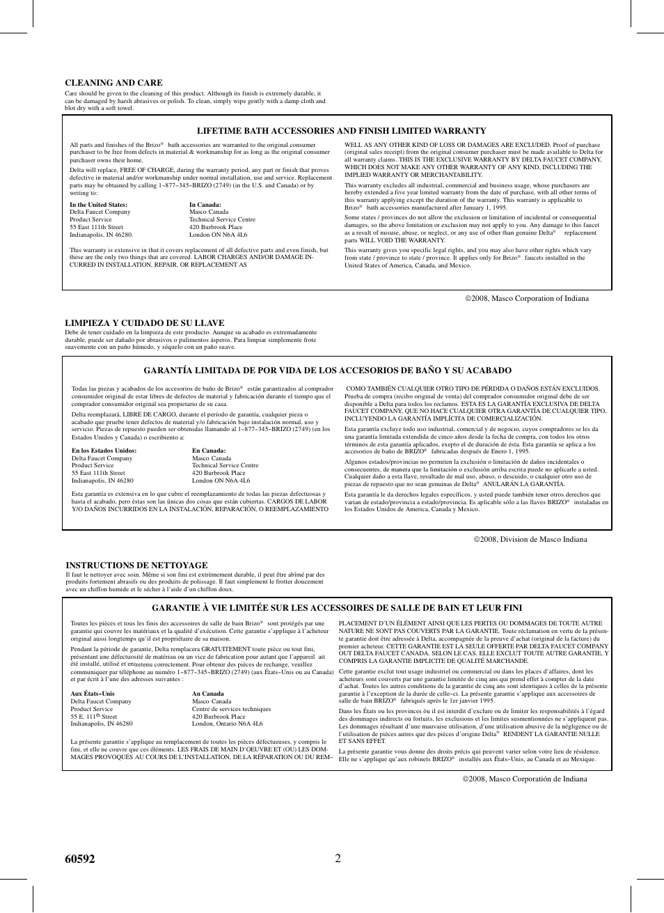 Factory Direct Hardware Brizo 691820 European User Manual | Page 2 / 2