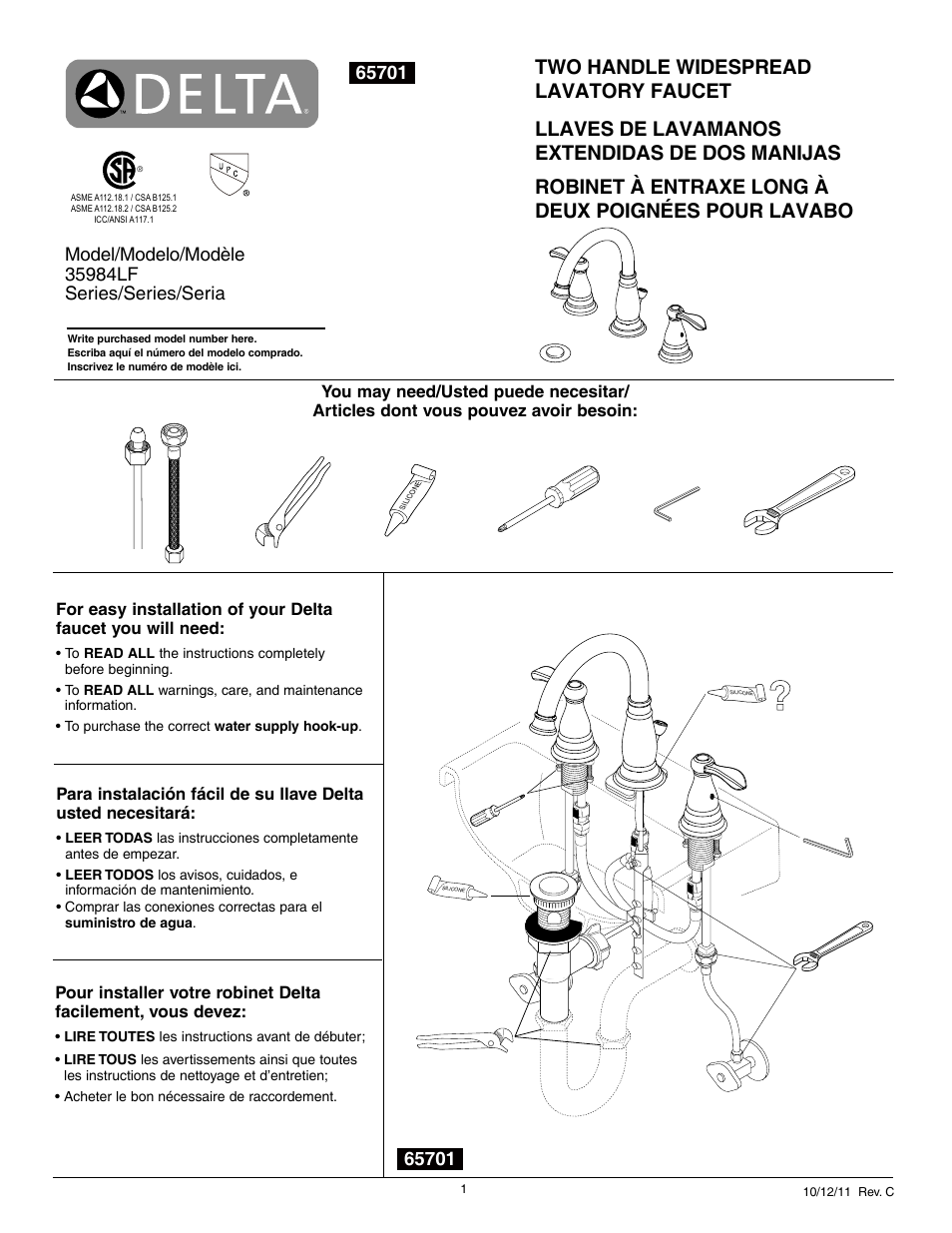 Factory Direct Hardware Delta 35984LF User Manual | 6 pages