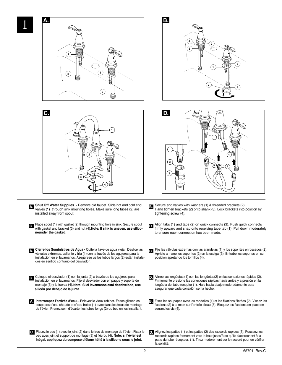 A. c. b. d | Factory Direct Hardware Delta 35984LF User Manual | Page 2 / 6