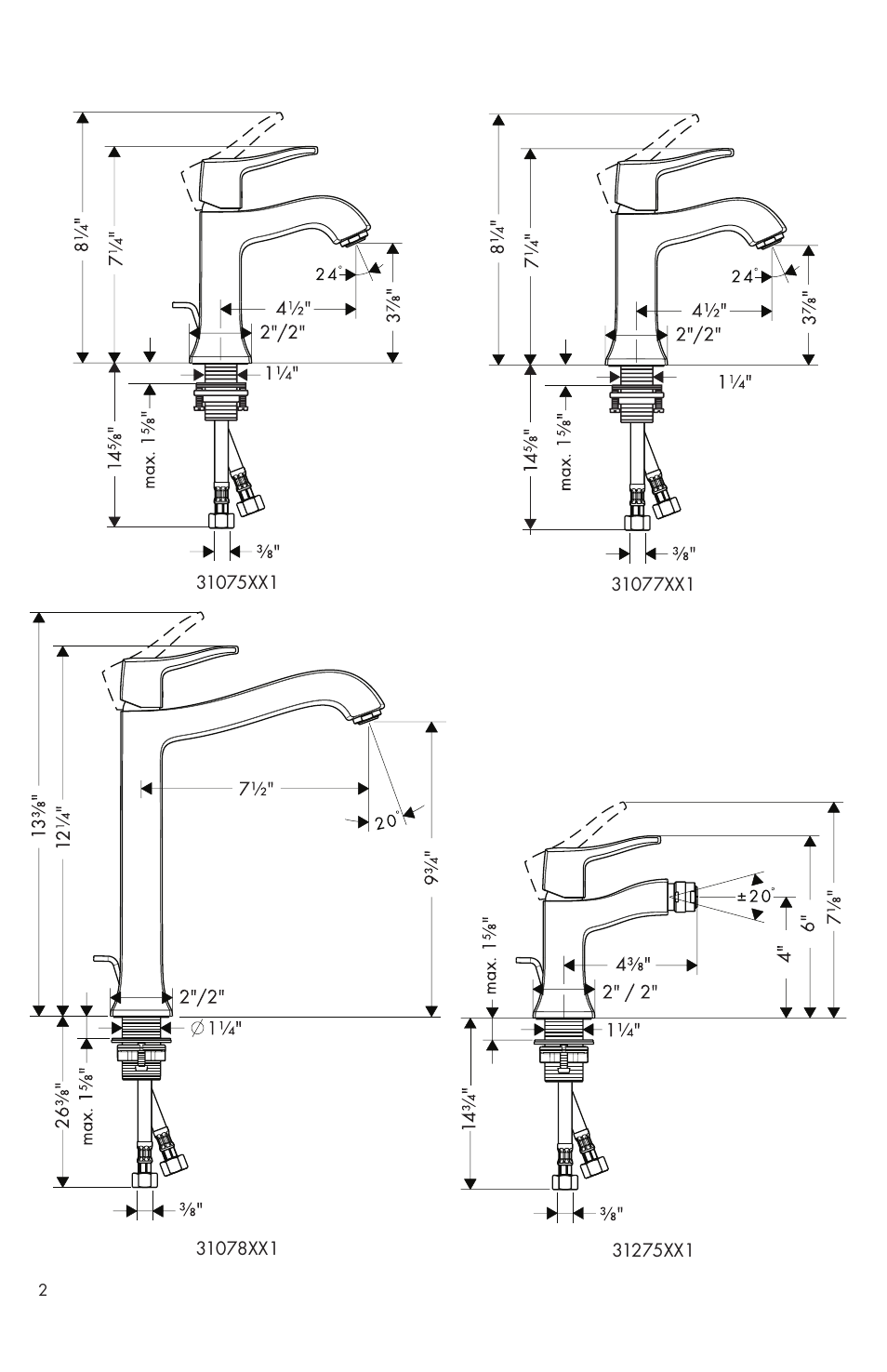 Factory Direct Hardware Hansgrohe 31077 User Manual | Page 2 / 24