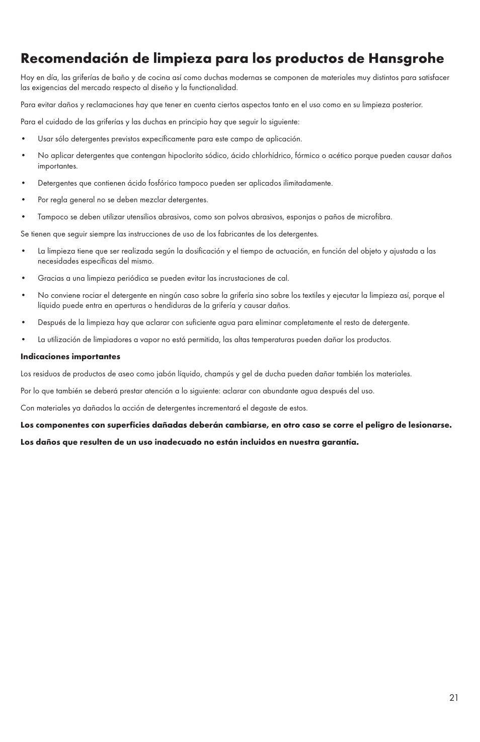 Factory Direct Hardware Hansgrohe 31077 User Manual | Page 21 / 24
