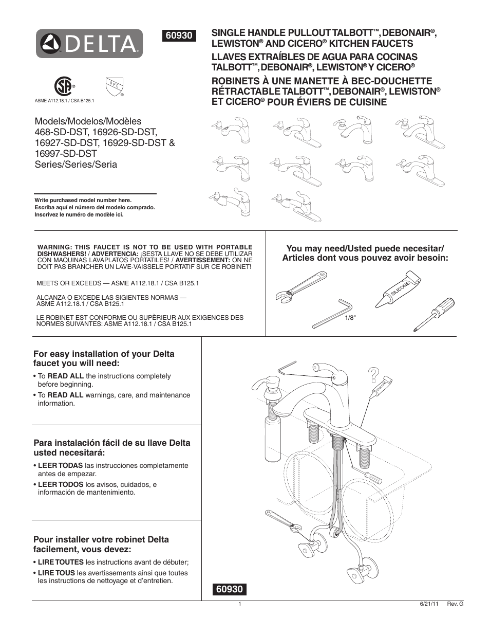 Factory Direct Hardware Delta 16927-DST Debonair User Manual | 12 pages