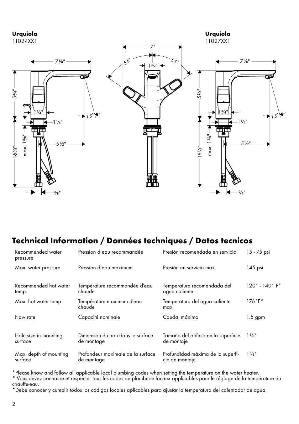Factory Direct Hardware Hansgrohe 11024 User Manual | Page 2 / 16