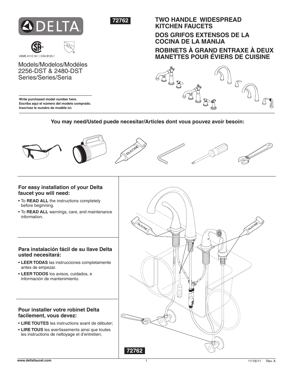 Factory Direct Hardware Delta 2480-DST Pilar User Manual | 12 pages