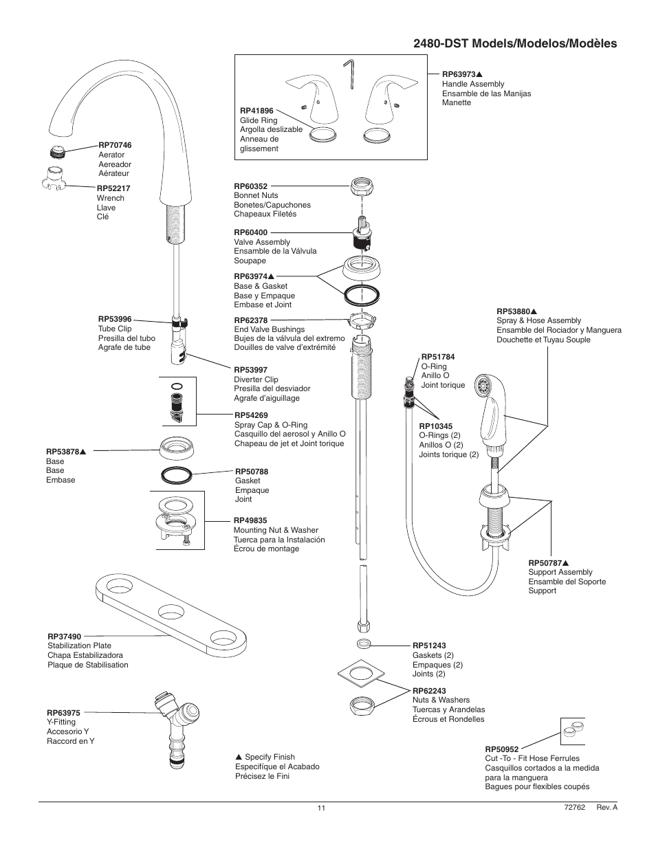 2480-dst models/modelos/modèles | Factory Direct Hardware Delta 2480-DST Pilar User Manual | Page 11 / 12