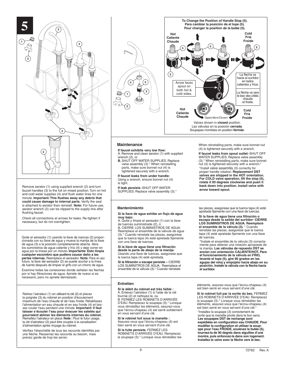 Maintenance | Factory Direct Hardware Delta 2480-DST Pilar User Manual | Page 9 / 12