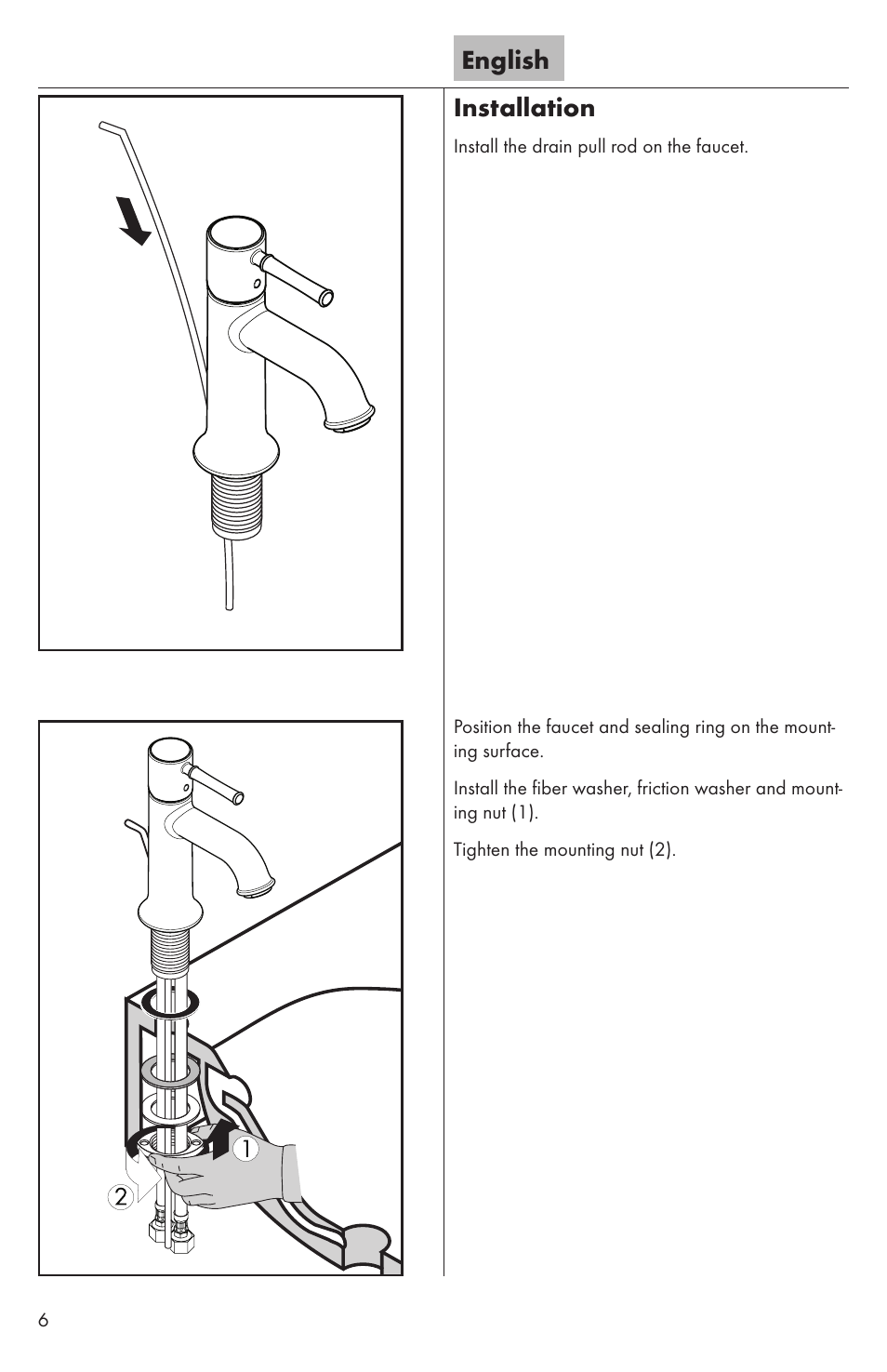 English installation | Factory Direct Hardware Hansgrohe 14116 User Manual | Page 6 / 20