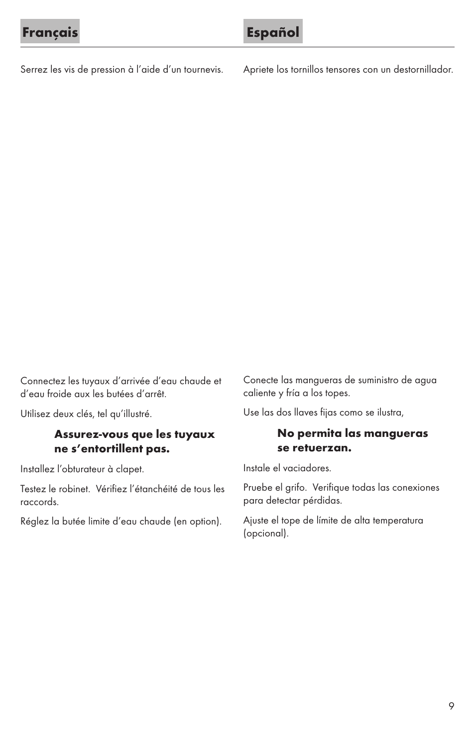Français español | Factory Direct Hardware Hansgrohe 14116 User Manual | Page 9 / 20