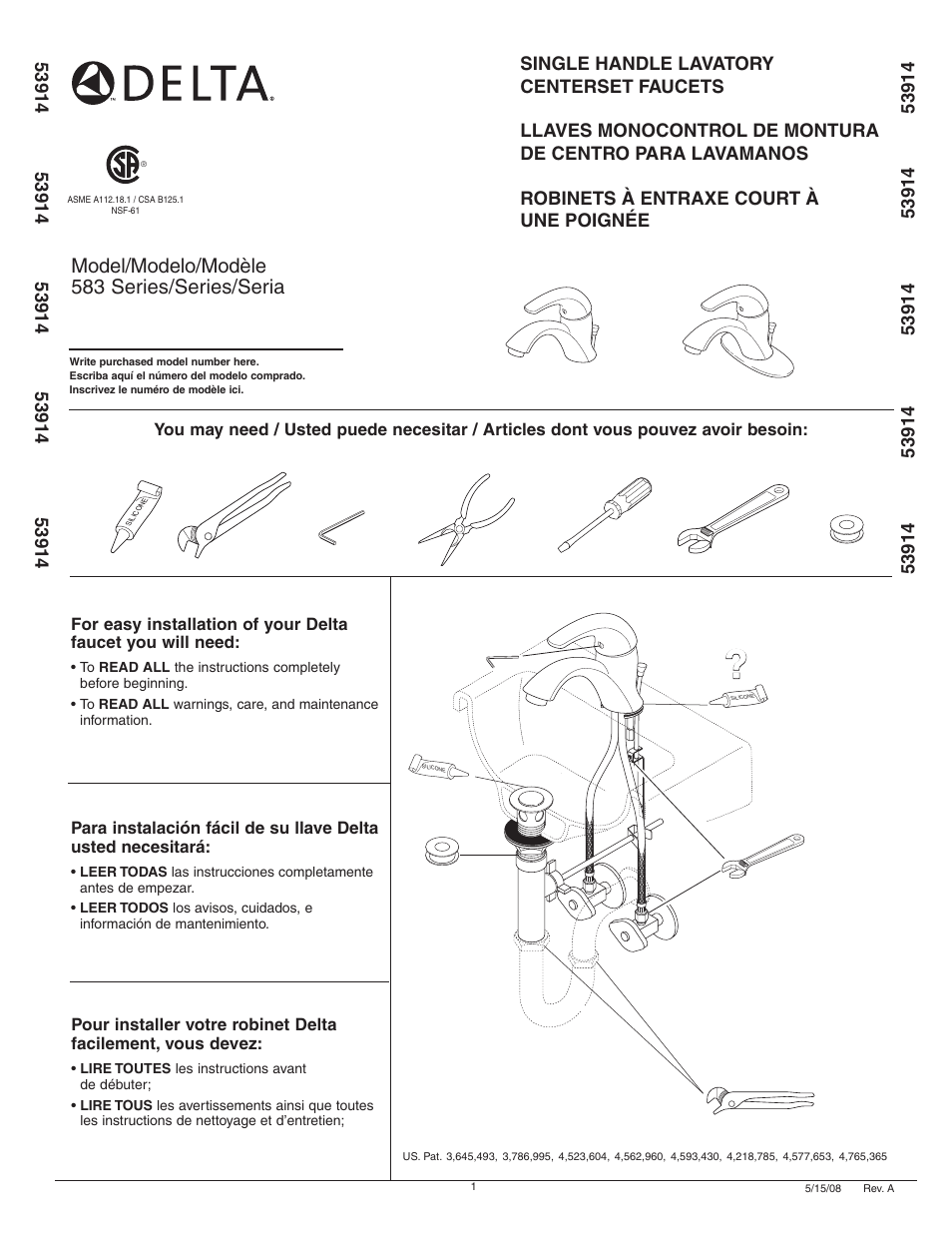 Factory Direct Hardware Delta 583LF-WF User Manual | 6 pages