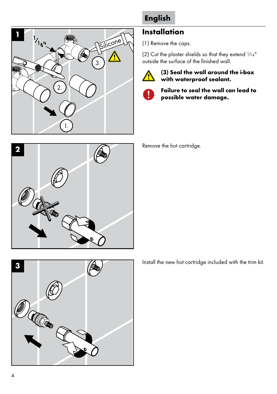 English installation | Factory Direct Hardware Hansgrohe 11043 User Manual | Page 4 / 16