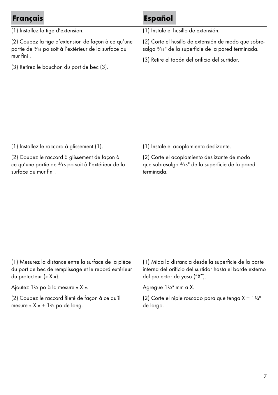 Français español | Factory Direct Hardware Hansgrohe 11043 User Manual | Page 7 / 16