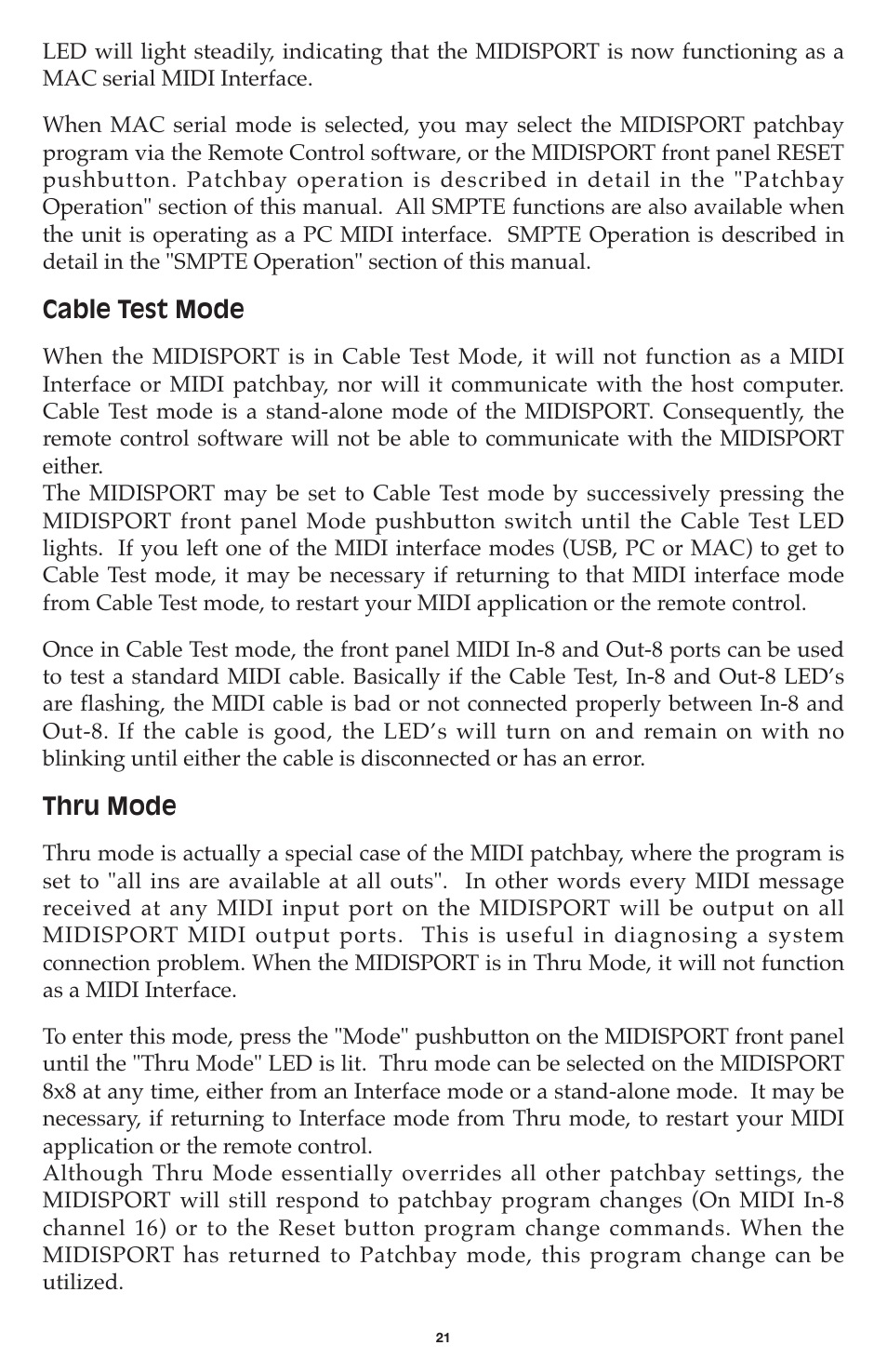 M-AUDIO MIDISPORT 8x8/s User Manual | Page 21 / 52