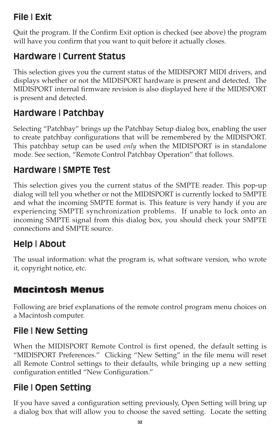 M-AUDIO MIDISPORT 8x8/s User Manual | Page 32 / 52