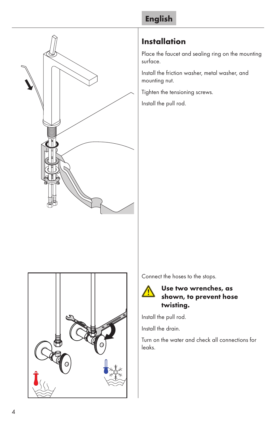 English installation | Factory Direct Hardware Hansgrohe 39020 User Manual | Page 4 / 12