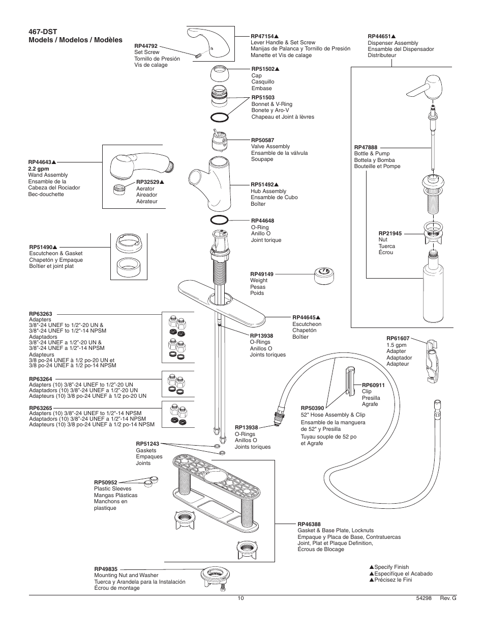 Dst models / modelos / modèles | Factory Direct Hardware Delta 472-DST Signature User Manual | Page 10 / 12