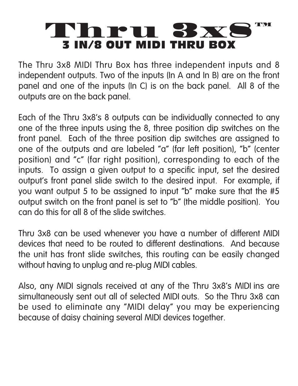 Thr u 3x8 | M-AUDIO Thru 3x8 User Manual | Page 2 / 4