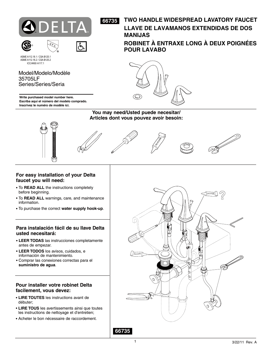 Factory Direct Hardware Delta 35705LF User Manual | 6 pages