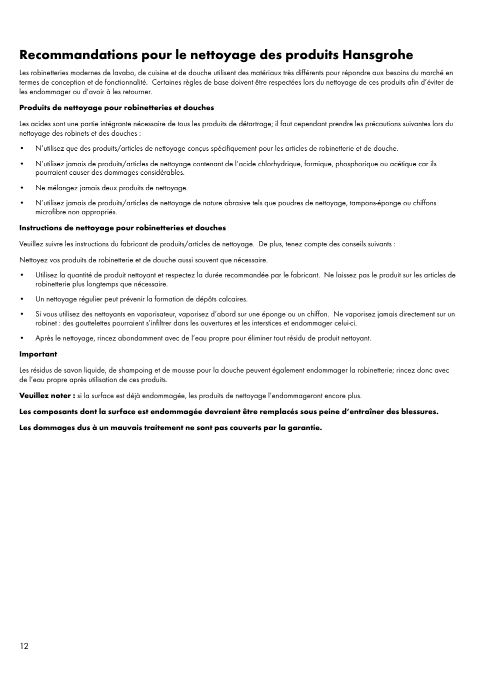 Factory Direct Hardware Hansgrohe 39835 Axor Citterio User Manual | Page 12 / 16