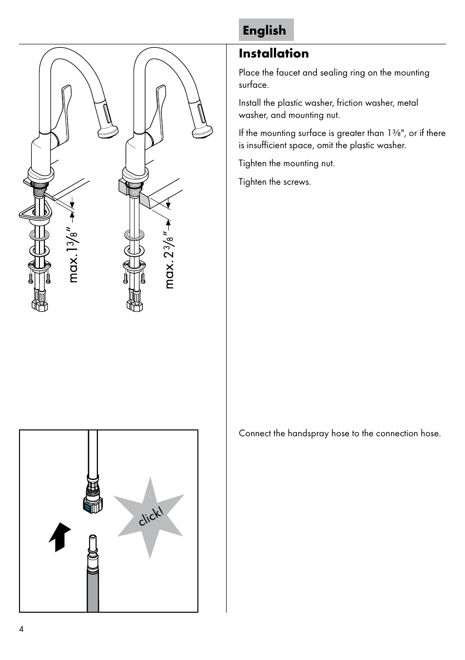 English installation | Factory Direct Hardware Hansgrohe 39835 Axor Citterio User Manual | Page 4 / 16