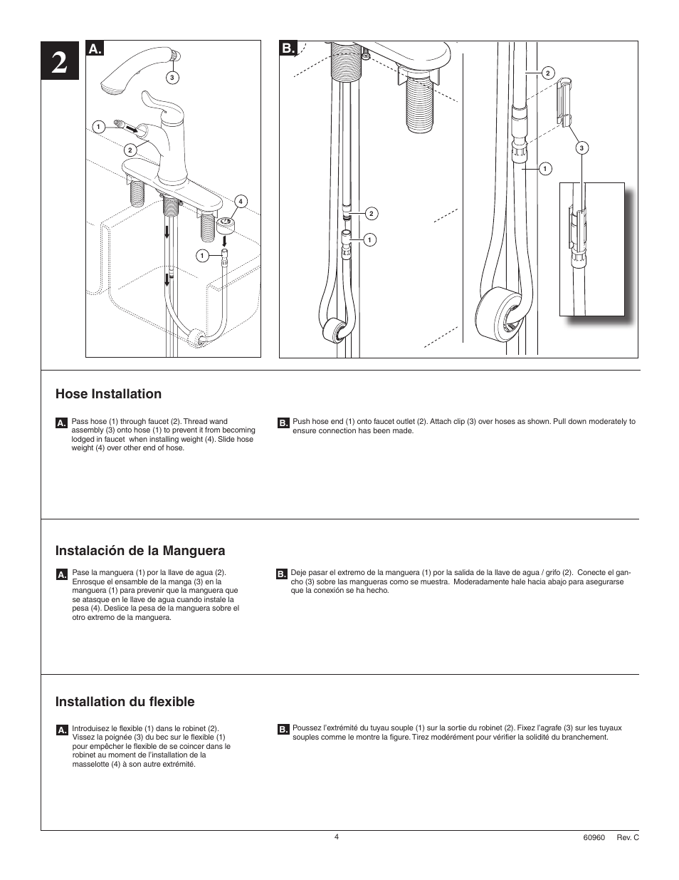 A. b, Hose installation | Factory Direct Hardware Delta 4353-DST Linden User Manual | Page 4 / 12