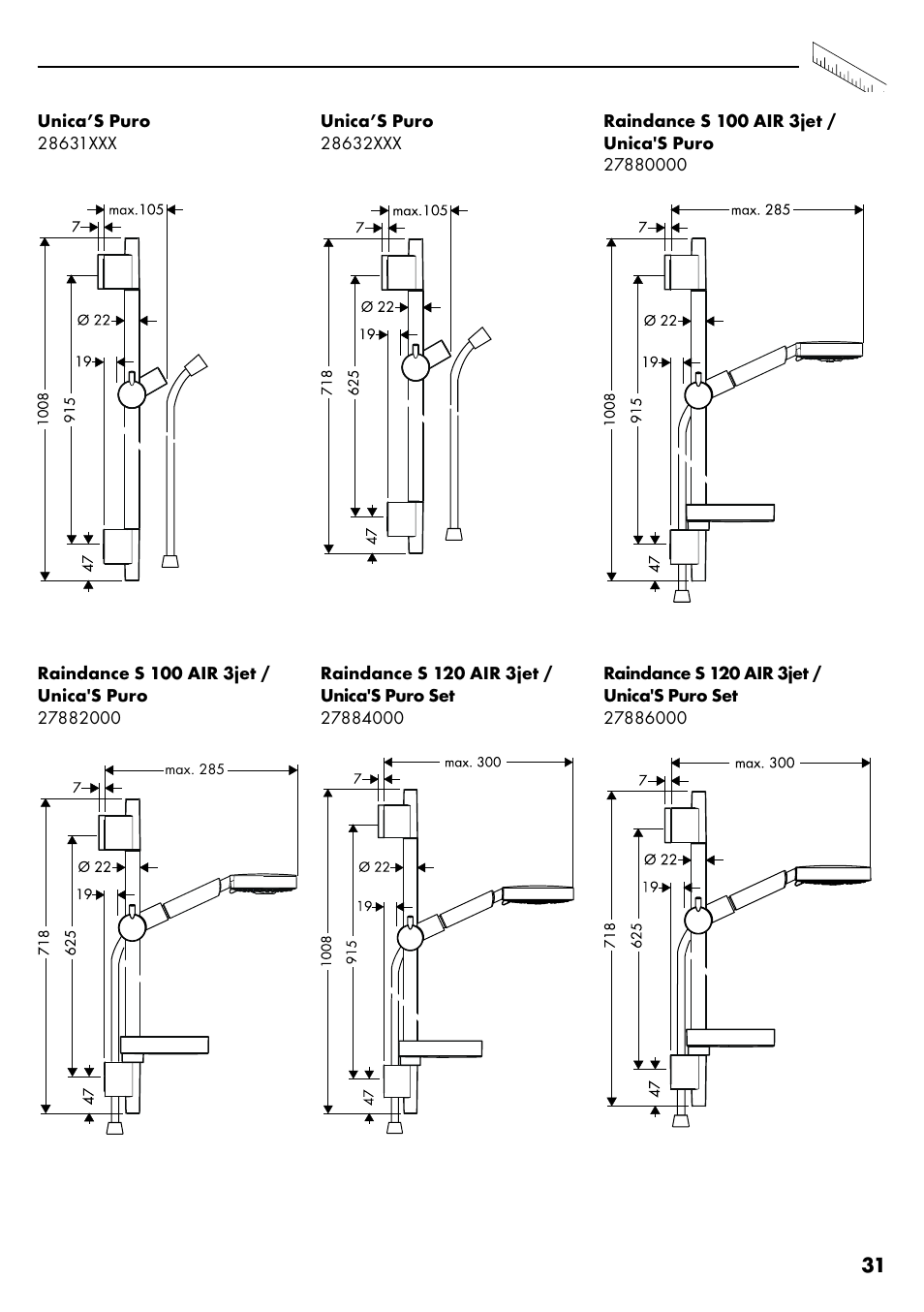 Factory Direct Hardware Hansgrohe 28632 Unica S User Manual | Page 31 / 40