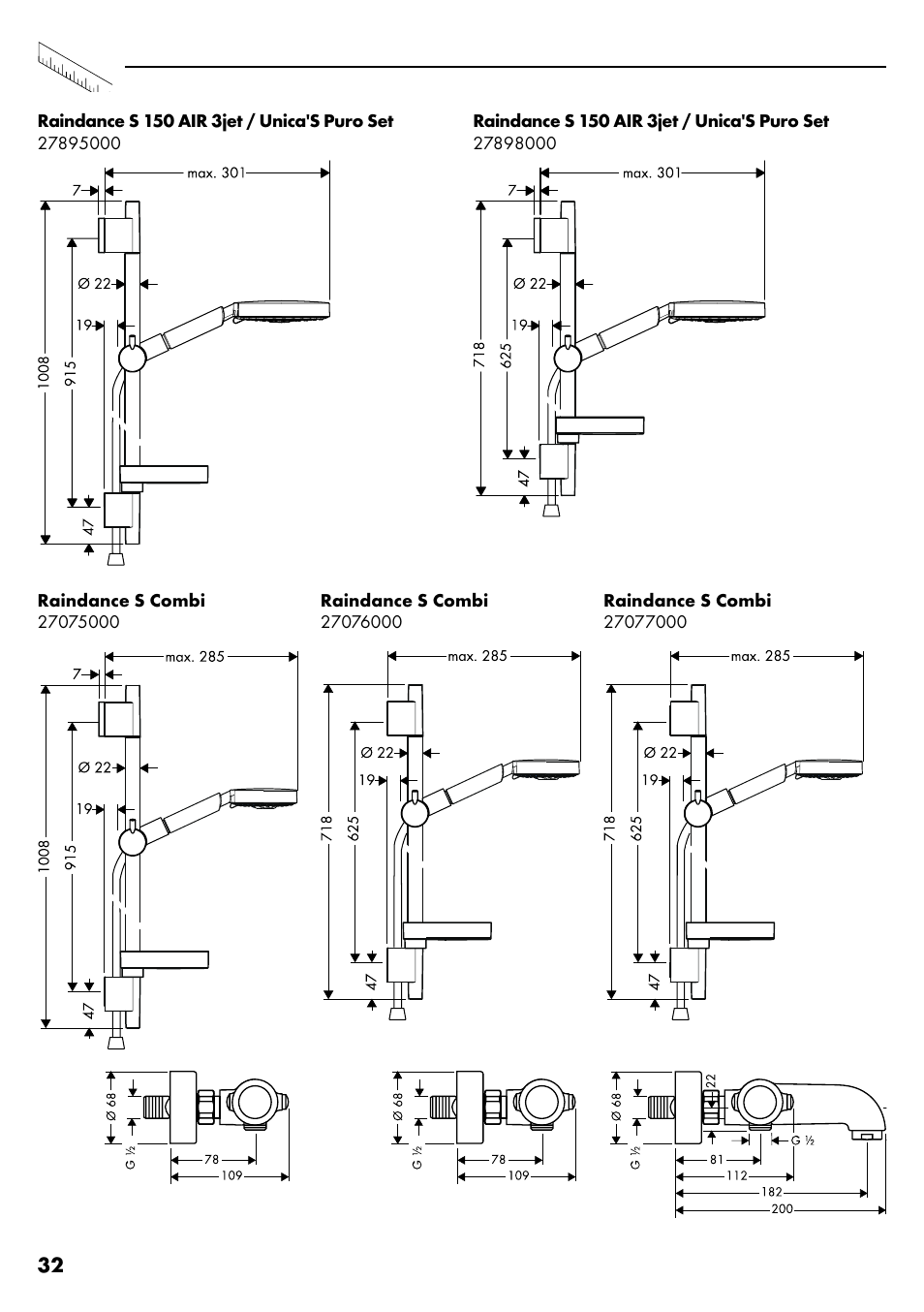 Factory Direct Hardware Hansgrohe 28632 Unica S User Manual | Page 32 / 40