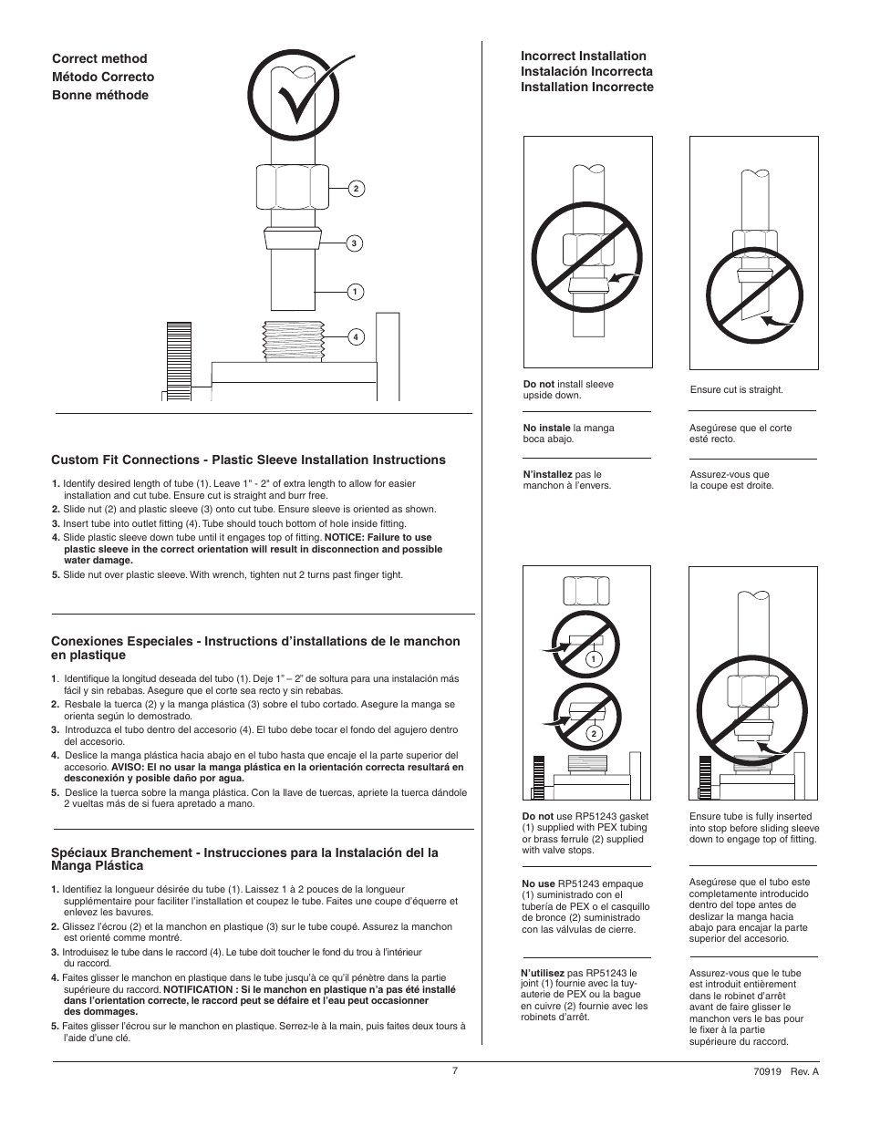 Correct method método correcto bonne méthode | Factory Direct Hardware Brizo 61320LF Euro User Manual | Page 7 / 8