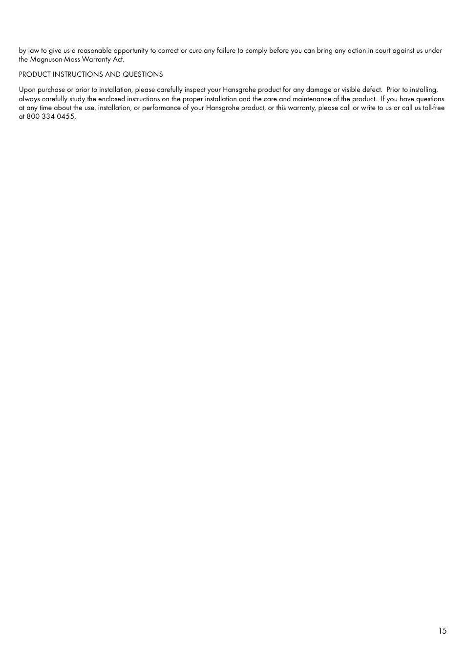 Factory Direct Hardware Hansgrohe 32030 User Manual | Page 15 / 16