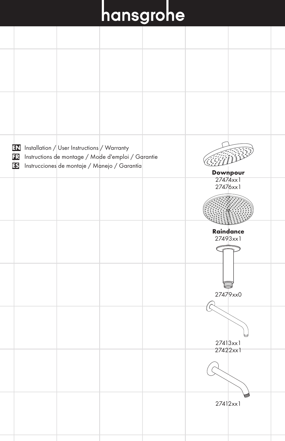 Factory Direct Hardware Hansgrohe 27422 Raindance User Manual | 16 pages
