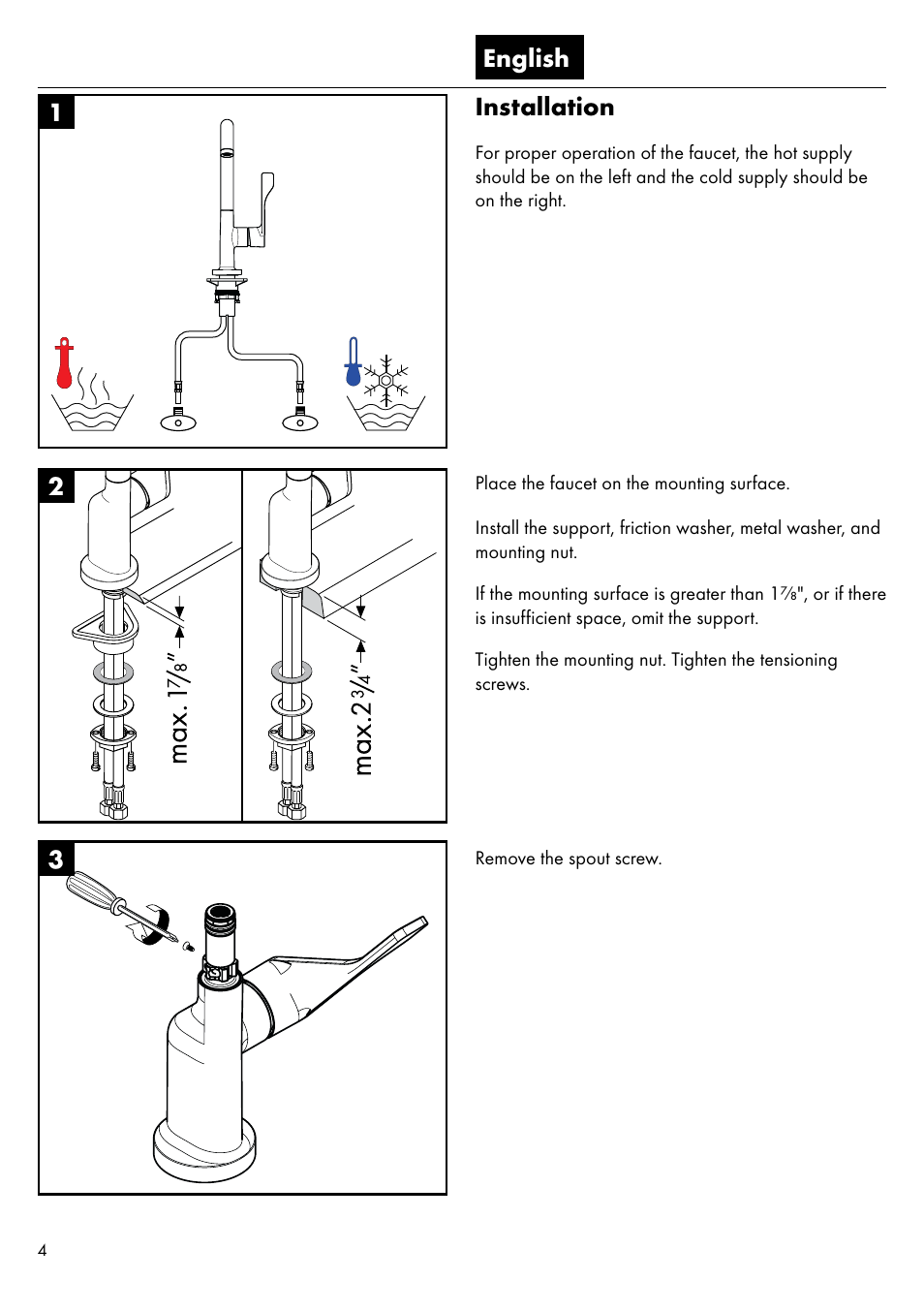 English installation | Factory Direct Hardware Hansgrohe 39851 Axor Citterio  User Manual | Page 4 / 16