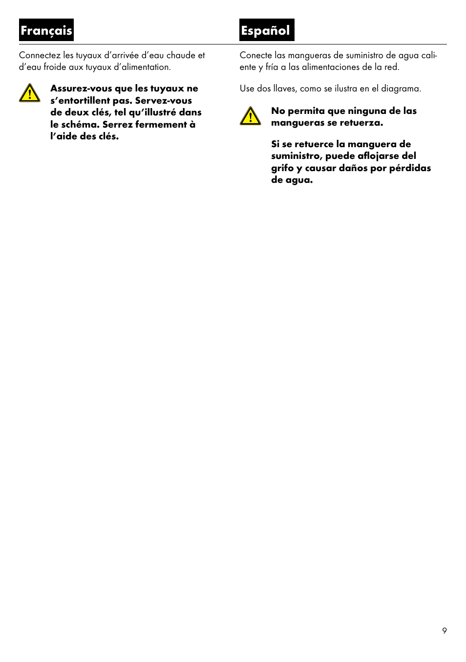Français español | Factory Direct Hardware Hansgrohe 39851 Axor Citterio  User Manual | Page 9 / 16